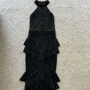 Bebe black midi lace dress